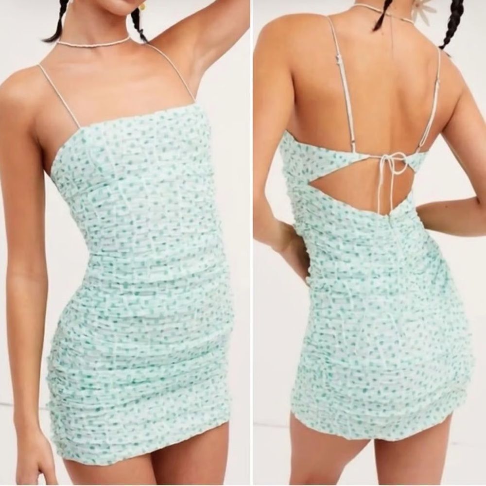 NWT For Love & Lemons Drea Mini Dress - Green Size Medium - Picture 2 of 11